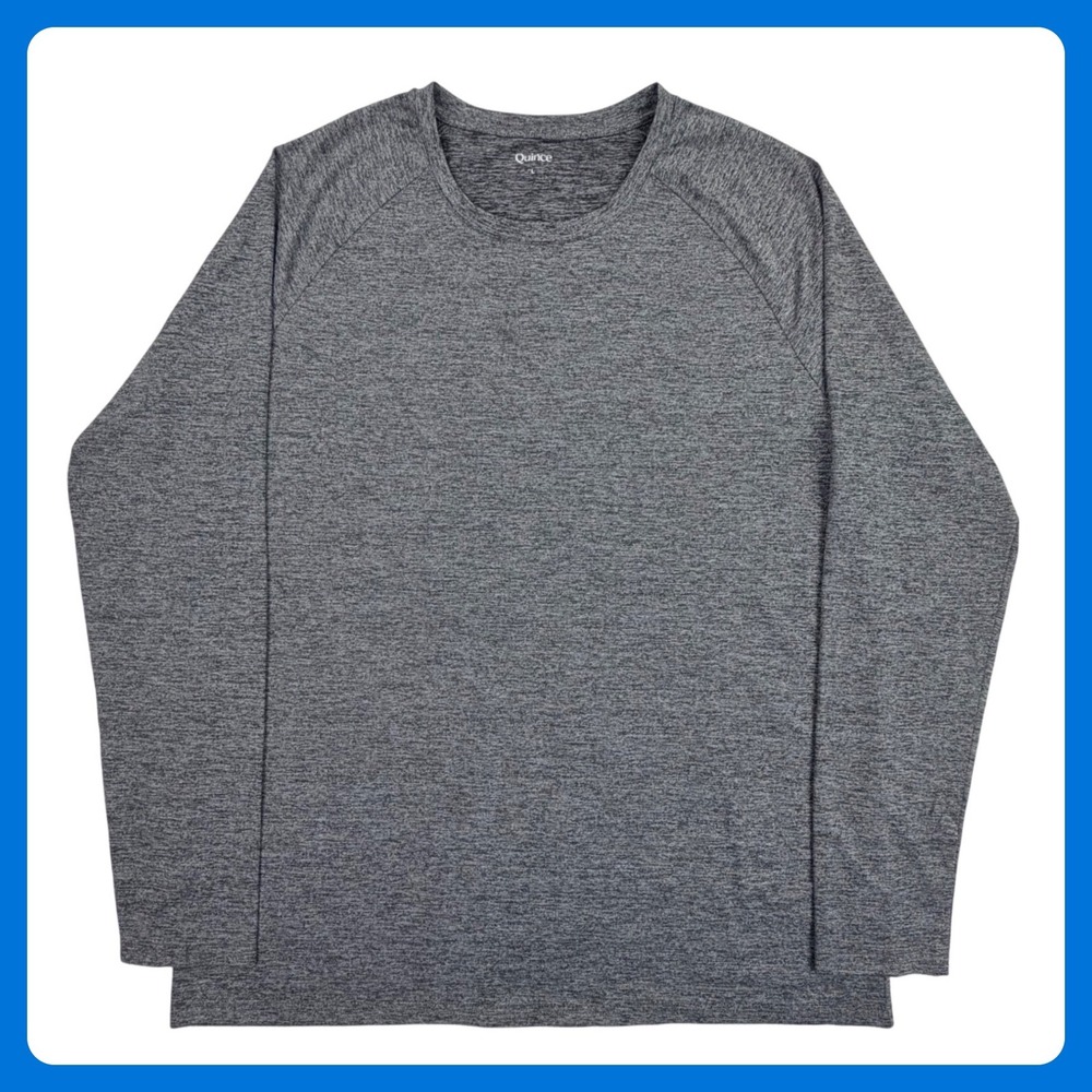 Quince‎ Flowknit Breeze Performance Tee Shirt Men Large Gray Olive L/S Raglan
